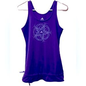Adidas Climate Purple Floral Yoga Sleeveless Workout Tank Top!